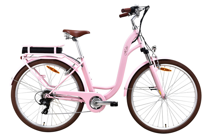 Elektrische fietsen - Stadse e-bike met lage instap, in Farbe ROZE Ansicht 1