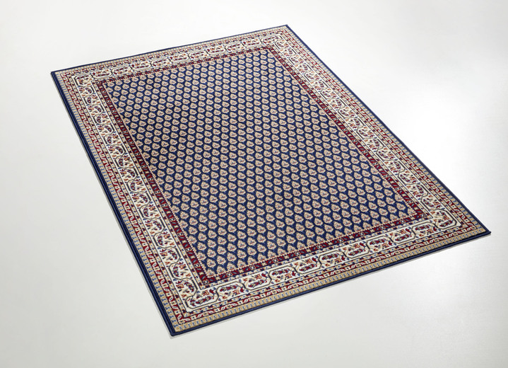 Tapijten - Bruggen/tapijten en bedrokken met Mir-patroon, in Größe 105 (vloerkleed, 60 x 110 cm) bis 309 (2 matten, 60 x 110 cm en 1 loper, 60 x 320 cm), in Farbe BLAUW Ansicht 1