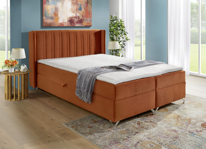 Boxspringbedden - boxspringbed met bedkast en topper, in Farbe TERRA Ansicht 1