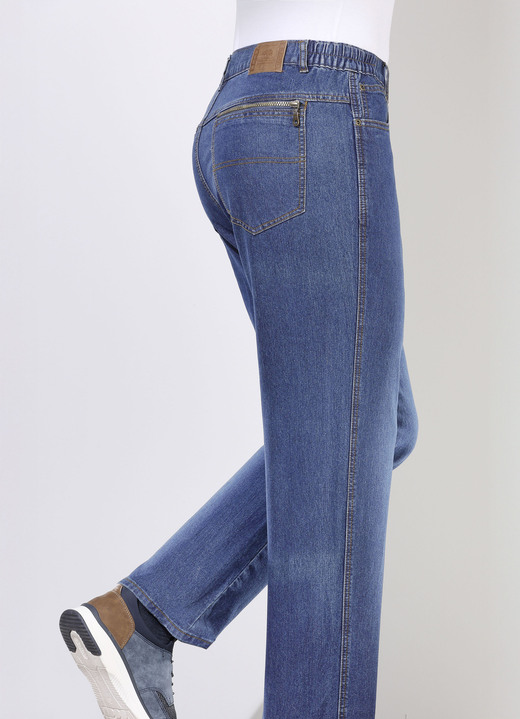 Jeans - Jeans met elastische taillebandinzetstukken in 3 kleuren, in Größe 024 bis 062, in Farbe LICHTE JEANS Ansicht 1