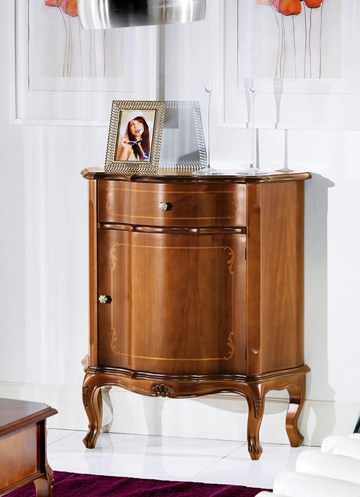 Meubels - Ladekast met intarsiawerk op de fronten, in Farbe KERSENBOOM, in Ausführung Commode, 1 deur Ansicht 1