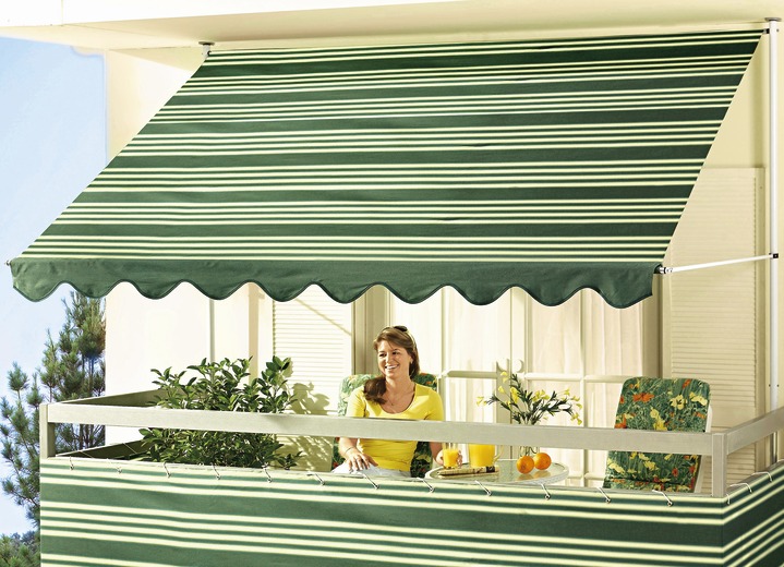 Inkijk- & zonwering - Klem-zonnescherm met kettingaandrijving binnenin, in Größe 150 (Breedte 150 cm) bis 400 (Breedte 400 cm), in Farbe GROEN-WIT Ansicht 1