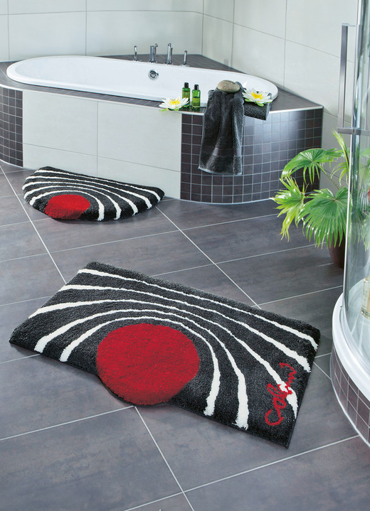 Badmatten - Luigi Colani badkamerset van Grund, in Größe 100 (Matje, halfrond 50/80 cm) bis 112 (Toiletdekselafdekking 47/50 cm), in Farbe ANTRACIET Ansicht 1