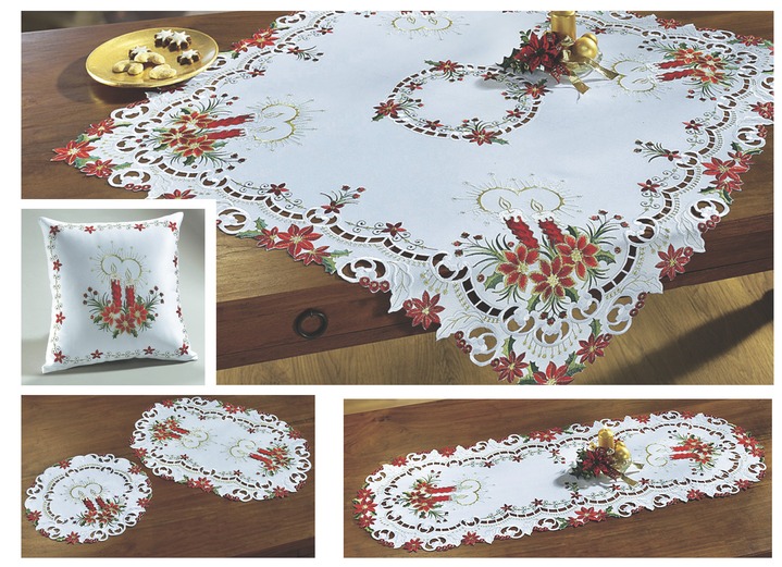 Woontextiel - Kerstachtige tafel- en kamerdecoratie, in Größe 140 (Loper ovaal, 40/85 cm) bis 404 (Kussensloop, 40/40 cm), in Farbe