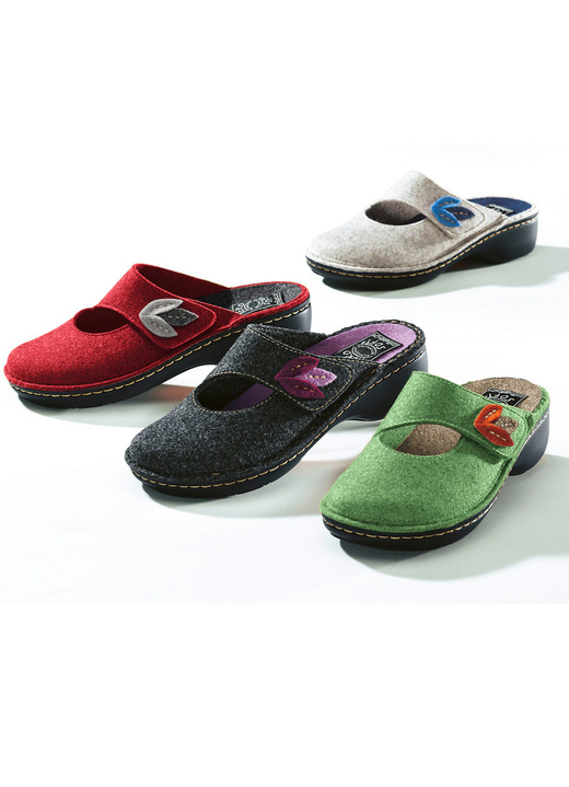 Huisschoenen - Modieuze Aerosoft® pantoffels van wolvilt, in Größe 036 bis 042, in Farbe ANTRACIET