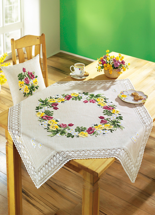 Woontextiel - Schäfer tafel en kamerdecoratie, in Größe 103 (Loper, 50/100 cm) bis 404 (kussensloop, 40/ 40 cm), in Farbe MULTICOLOR, in Ausführung Gestikt