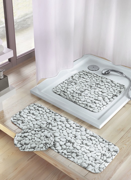 Badkamer-accessories - Antislipmatten van Kleine Wolke, in Größe 300 (Douchemat, 55 x 55 cm) bis 302 (Nekkussen, 32 x 22 cm), in Farbe GRIJS