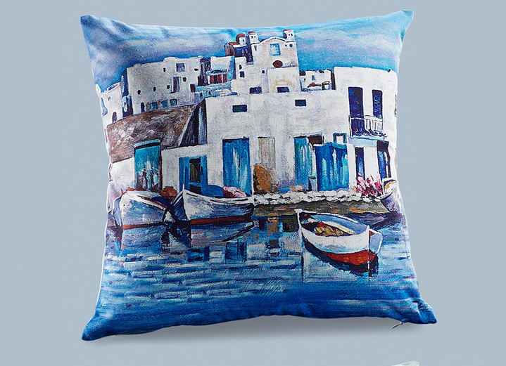 Decoratiekussens & slopen - Kussenslopen met beeldschone maritieme dessins, in Farbe BLAUW, in Ausführung Boten Ansicht 1