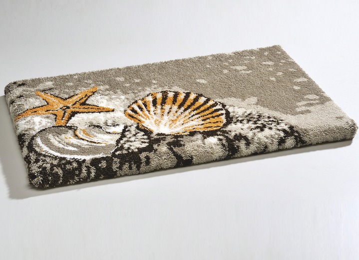Badmatten - GRUND badkamerset met antislip latex achterkant, in Größe 100 (matje, halfrond 50 x 80 cm) bis 112 (Dekselafdekking met touwtje, 47 x 50 cm), in Farbe ZAND Ansicht 1