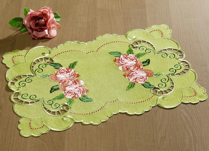 Woontextiel - Uitgebreid vervaardigde accessoires, in Größe 101 (Kleedje, 35 x 50 cm) bis 404 (Kussensloop, 40 x 40 cm), in Farbe GROEN Ansicht 1