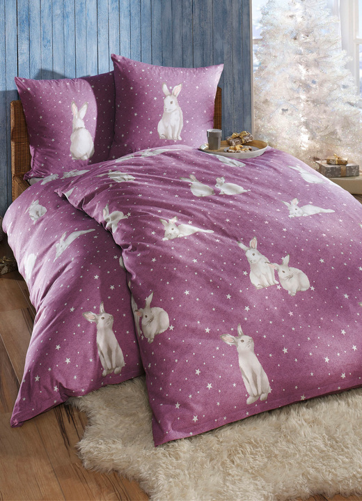 Beddengoed - Elegante fijnflanel beddengoedset van katoen, in Größe 112 (80 x 80 cm + 135 x 200 cm) bis 115 (80 x 80 cm + 155 x 220 cm), in Farbe BESSEN Ansicht 1