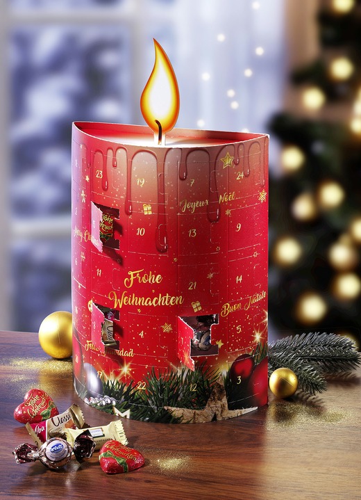 Kerstmis - Zoete adventskalender in de vorm van een kaars, in Farbe ROOD