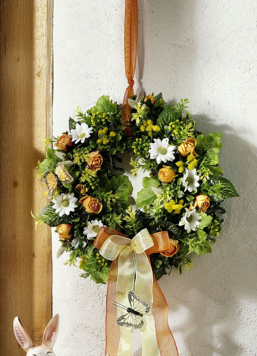 - Wandkrans met vlinder, in Farbe GROEN-ORANJE
