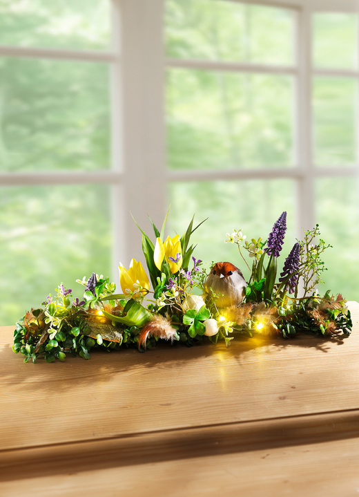 Kunst- & textielplanten - Verlicht tafelbloemstuk, in Farbe GROEN