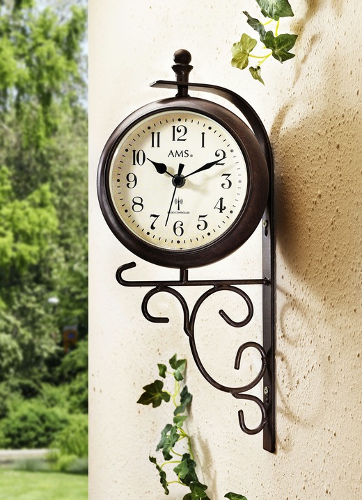Horloges - Radio wandklok met thermometer, in Farbe BRUIN Ansicht 1