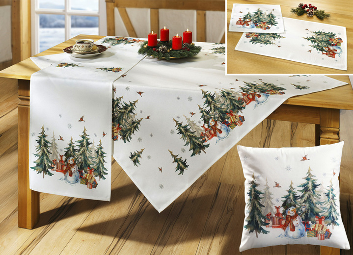 Woontextiel - Tafel- en kamerdecoratie van 100% polyester, in Größe 130 (2 kleedjes 30 x 30 cm) bis 404 (Kussensloop, 40 x 40 cm), in Farbe WIT