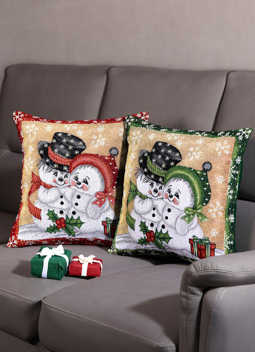 Decoratiekussens & slopen - Kussenslopen, set van 2, met ritssluiting, in Farbe 1X ROOD, 1X GROEN Ansicht 1