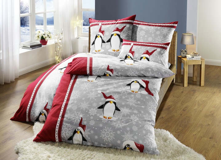 Beddengoed - Dobnig beddengoedset, in Größe 111 (40 x 80 cm + 135 x 200 cm) bis 412 (4-delige voordeelset), in Farbe ROOD Ansicht 1