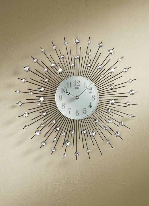 Horloges - Wandklok met Arabische cijfers, in Farbe ZILVER Ansicht 1