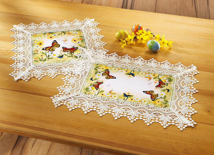 Woontextiel - Tafel- en kamerdecoratie met luxueus kant, in Größe 101 (Kleedje, 35 x 50 cm) bis 404 (Kussensloop, 40 x 40 cm), in Farbe SECT-MEERKLEURIG Ansicht 1