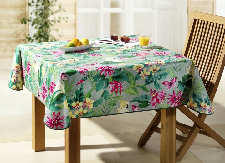 Tuin tafelkleden - Gewaxt tafelkleed met bijpassende kleur biaisband, in Größe 108 (Tafellaken 80 x 80 cm) bis 200 (Tafellaken ovaal, 155 x 220 cm), in Farbe MULTICOLOR Ansicht 1
