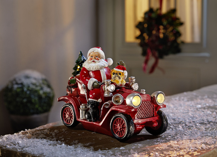 Kerstmis - Kerstman met oldtimer van kunsthars, in Farbe MULTICOLOR Ansicht 1