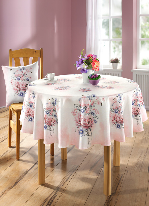 Tafellakens - Tafel- en kamerdecoratie met bloemmotieven, in Größe 130 (2x bordenset, 35 x 50 cm) bis 404 (Kussensloop, 40 x 40 cm), in Farbe ROSÉ Ansicht 1