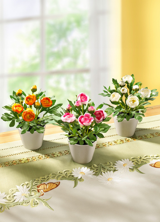Pasen - Ranonkels, set van 3, in Farbe AQUA-ORANJE-WIT Ansicht 1
