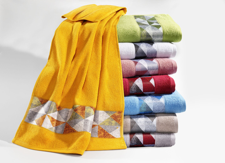 Badstof handdoeken - Chique badstofserie met bedrukte jacquardrand, in Größe 200 (1 handdoek, 50 x 100 cm) bis 205 (5-delige voordeelset), in Farbe WIT