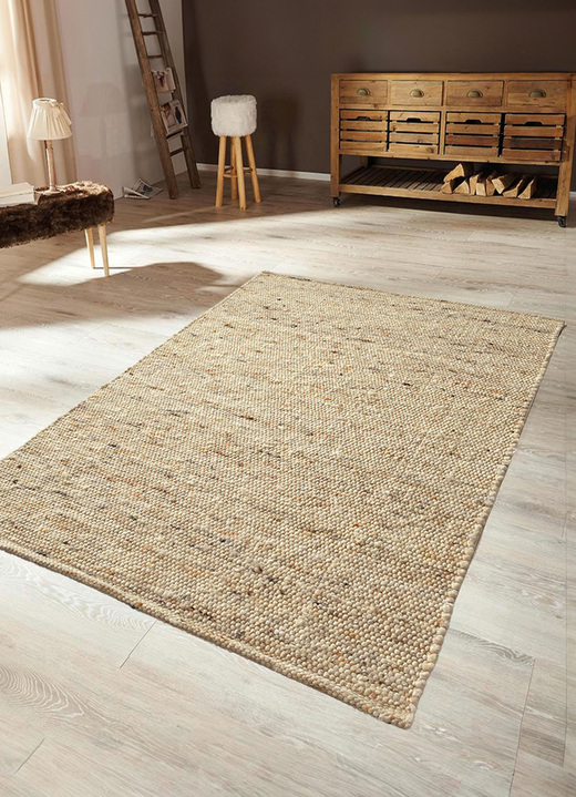 Modern - Handgeweven bruggen en tapijten van scheerwol, in Größe 103 (vloerkleed, 60 x 90 cm) bis 299 (tapijt, 290 x 390 cm), in Farbe NATUREL Ansicht 1