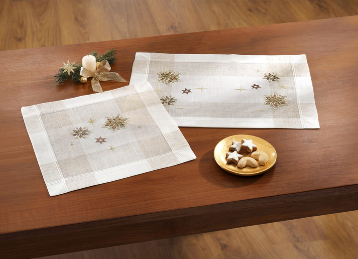 Woontextiel - Feestelijke tafel- en kamerdecoratie, in Größe 101 (kleedje, 50 x 35 cm) bis 404 (kussensloop, 40 x 40 cm), in Farbe SEKT Ansicht 1