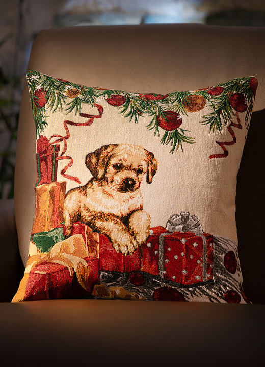 - Hond met geschenken Kussensloop, in Farbe MULTICOLOR Ansicht 1