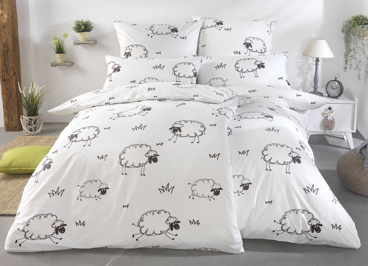 Beddengoed - Renforcé beddengoedset met ritssluiting, in Größe 111 (40 x 80 cm + 135 x 200 cm) bis 115 (80 x 80 cm + 155 x 220 cm), in Farbe WIT