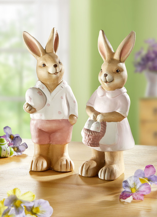 Pasen - Paar konijnen, set van 2, gemaakt van terracotta, in Farbe LICHTBRUIN