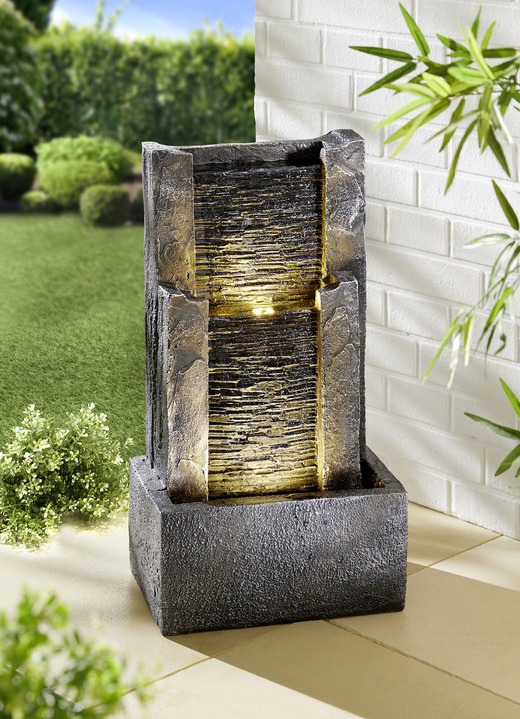 Tuindecoraties - Fendi waterwand met LED-verlichting, in Farbe GRIJS