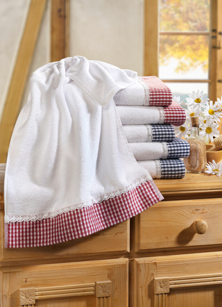Set badhanddoeken met jacquard-boorden