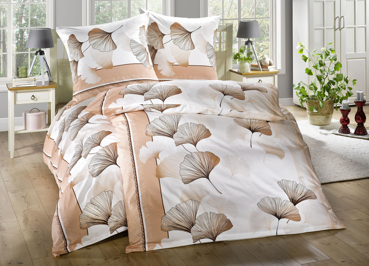 Beddengoed - Beddengoedset van Biberna, in Größe 112 (80 x 80 cm + 135 x 200 cm) bis 115 (80 x 80 cm + 155 x 220 cm), in Farbe TERRA Ansicht 1
