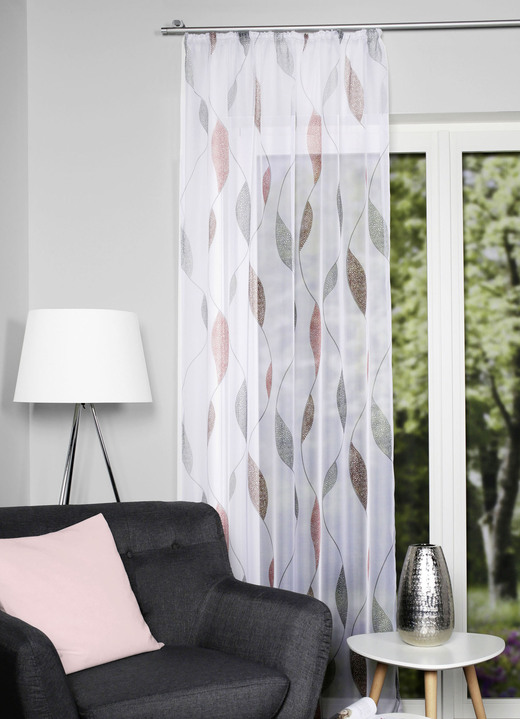 Modern - Winkel met puntgolfontwerp, in Größe 158 (H 145 x B 140 cm) bis 270 (H 245 x B 140 cm), in Farbe ROOD-GRIJS, in Ausführung met universele railtape Ansicht 1