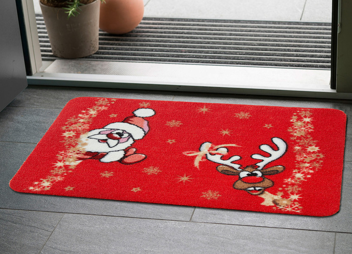 - Kerstdeurmat met latex achterkant, in Farbe ROOD Ansicht 1