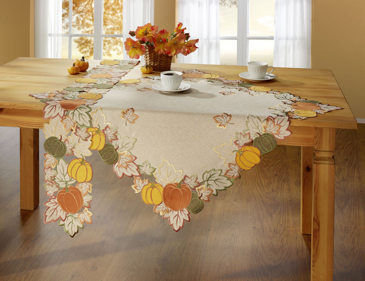 Woontextiel - Tafel- en kamerdecoratie met ingewerkt glanzend garen, in Größe 101 (loper, ovaal, 35 x 70 cm) bis 404 (Kussensloop, 40 x 40 cm), in Farbe ECRU Ansicht 1