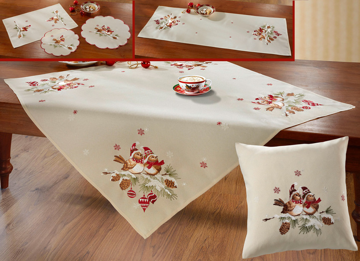 Woontextiel - Prachtige winterse tafel- en kamerdecoratie, in Größe 101 (Kleedje, 35 x 50 cm) bis 301 (2 kleedjes rond, ؠ40 cm), in Farbe SECT-MEERKLEURIG