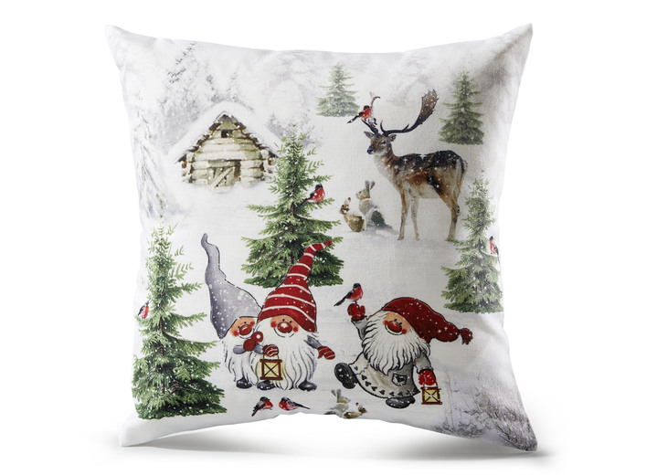 Decoratiekussens & slopen - Kussenslopen met kaboutermotieven, in Farbe MULTICOLOR, in Ausführung Kussensloop kabouter met hert Ansicht 1