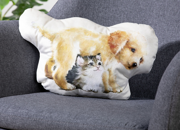 Decoratiekussens & slopen - Vormkussen met hond en kat, in Farbe MULTICOLOR Ansicht 1