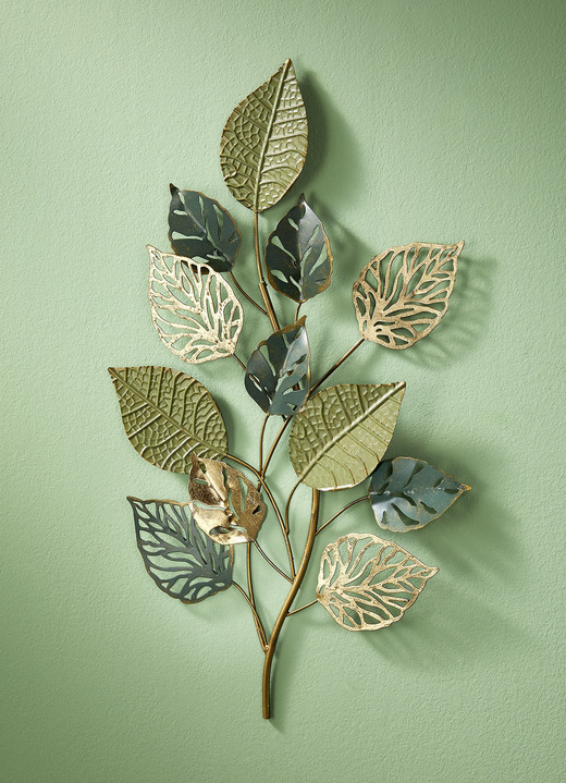 Woonaccessoires - Wanddecoratie van robuust metaal, in Farbe GROEN-GOUDGRIJS
