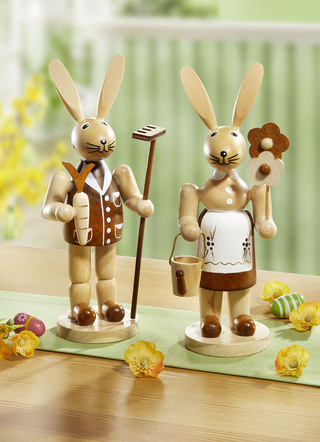Konijntjes, set van 2, gemaakt van hout