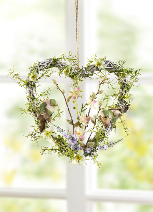 Kunst- & textielplanten - Wandhart in een lenteachtige kleurencombinatie, in Farbe GROEN-YLLOW