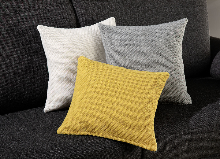 Decoratiekussens & slopen - Kussenhoes met gebreide look, in Farbe NATUREL Ansicht 1