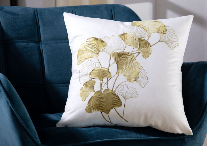 Decoratiekussens & slopen - Ginkgo kussenhoes, in Farbe CREME-GOUD