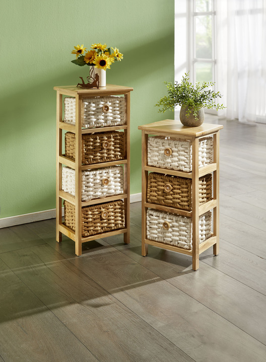 Meubels - Decoratieve plank met massief houten frame, in Farbe NATUREL, in Ausführung Stelling met 3 manden Ansicht 1