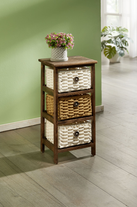 Meubels - Decoratieve plank met massief houten frame, in Farbe BRUIN, in Ausführung Stelling met 3 manden Ansicht 1